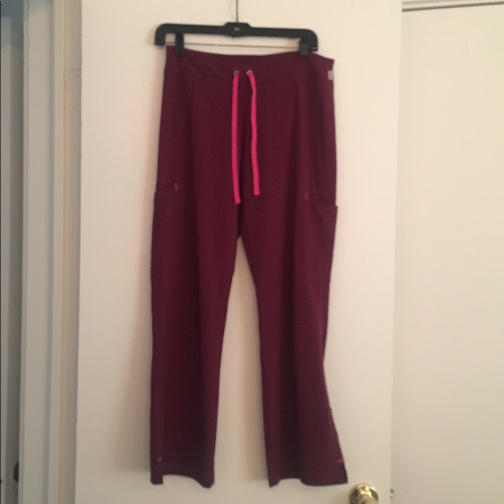 Wine scrub pants